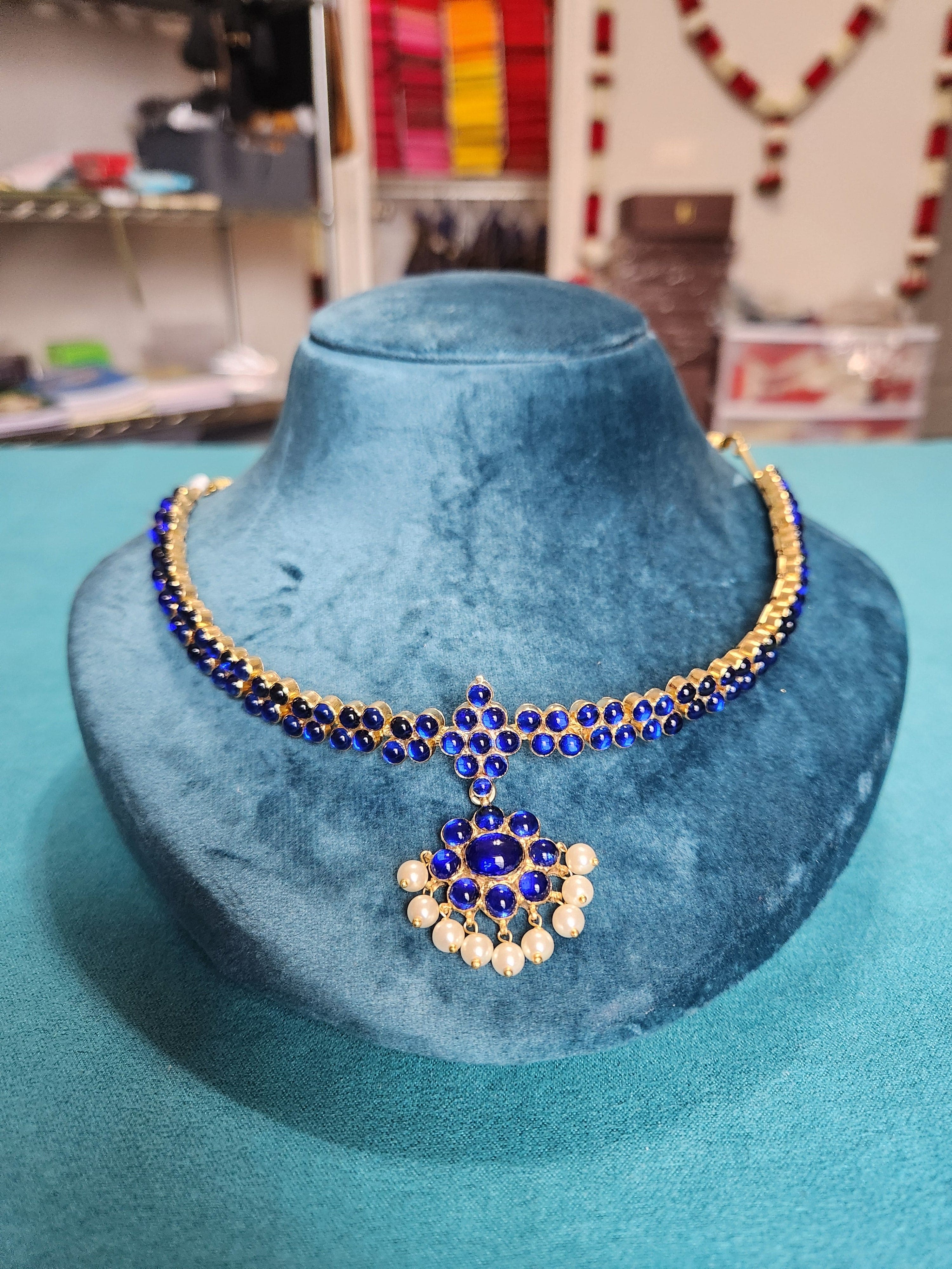 Blue Stone Gold Jewelry With Stones Shobitha Layered Gold Blue