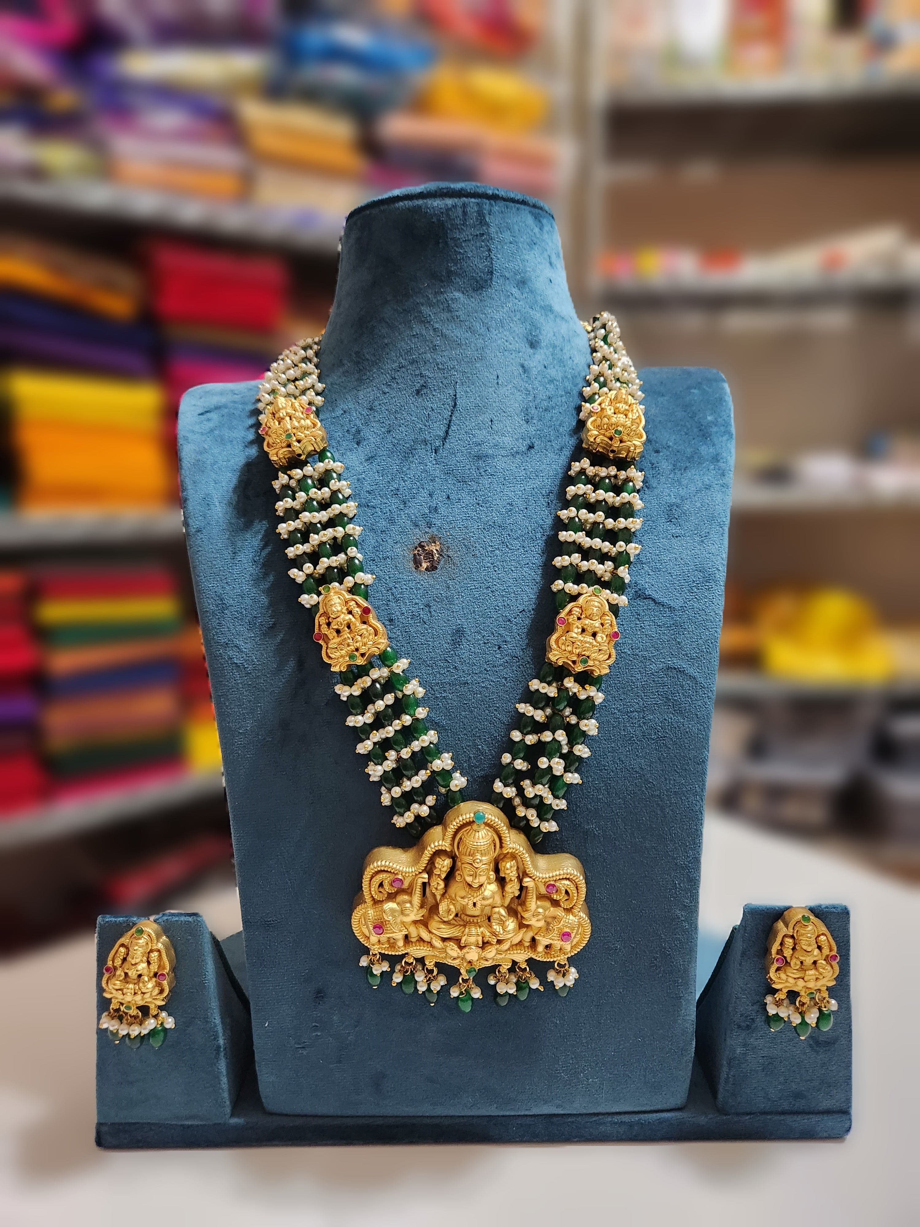Green Pearl Antique Chain & Earring | Fashion Jewelry