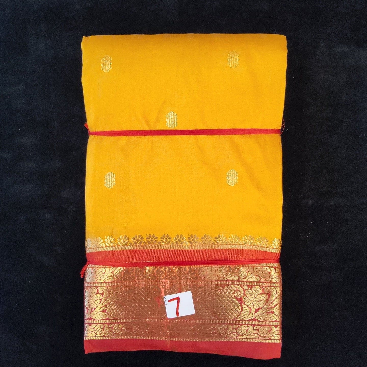 Mustard Yellow with Red | Dharmavaram Silk Saree No 7