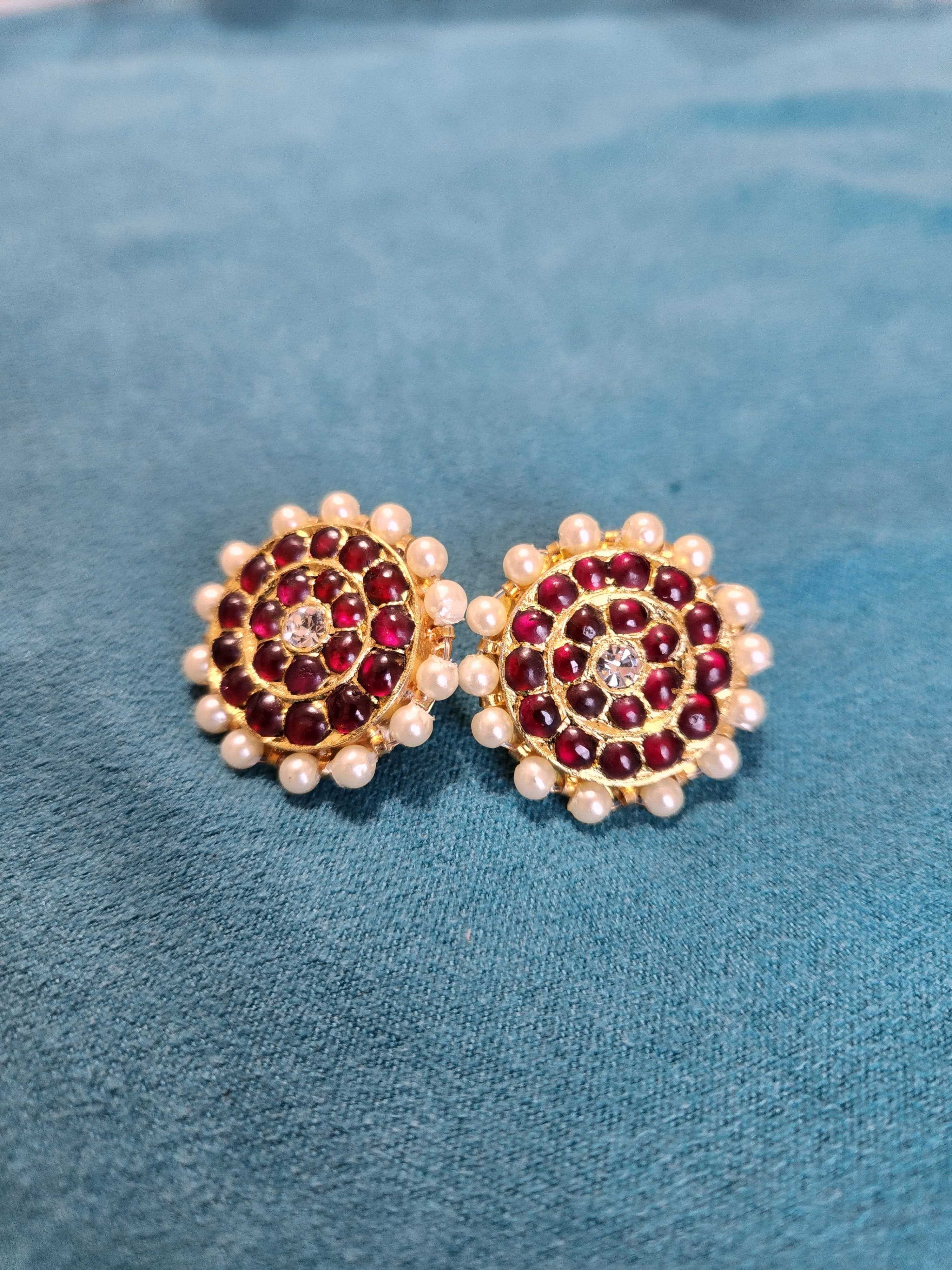 2 Row Stud - Big Stone | Original Temple Jewellery