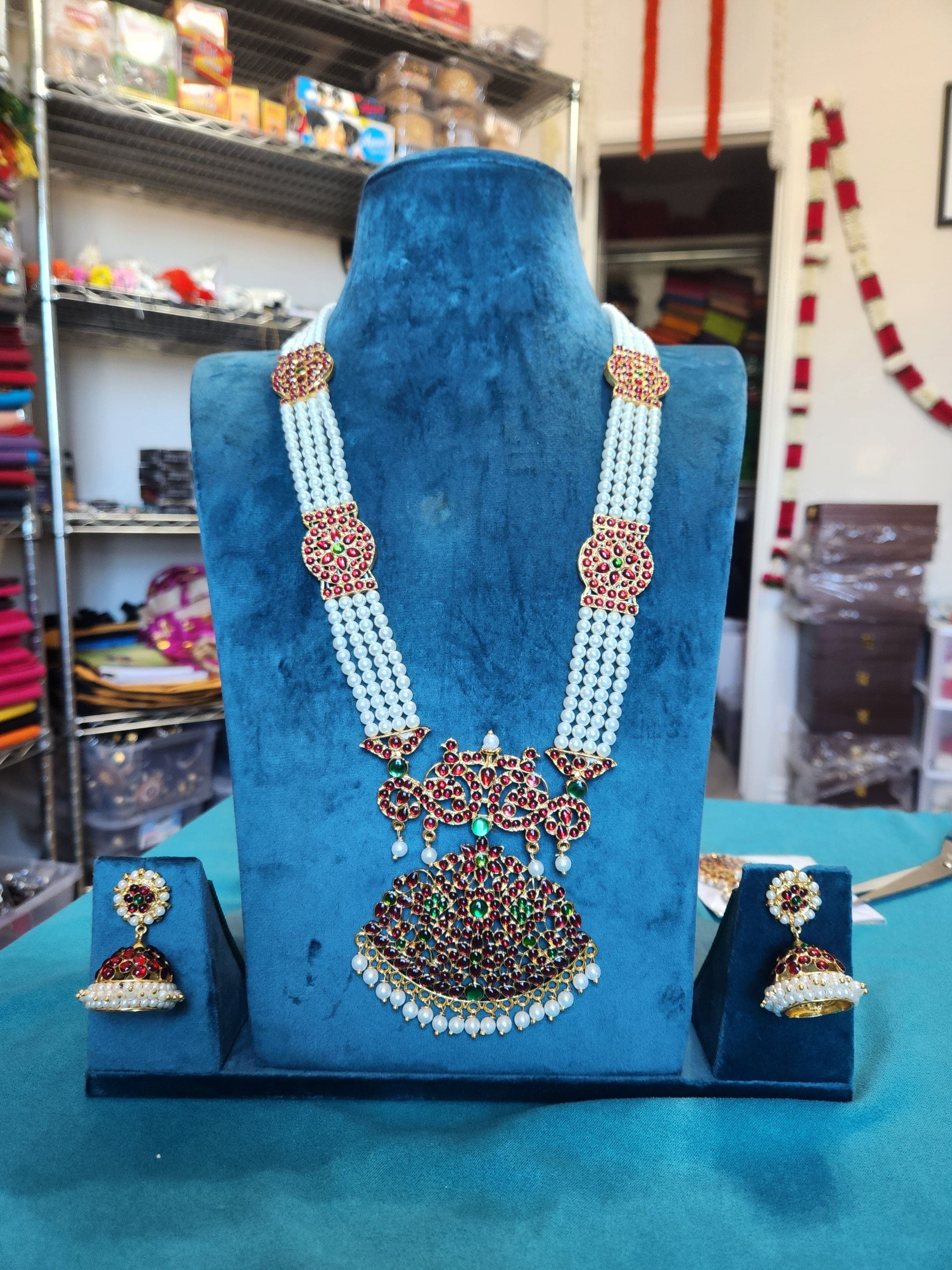 Pearl Long Haram with Stones| Imitation Jewelry
