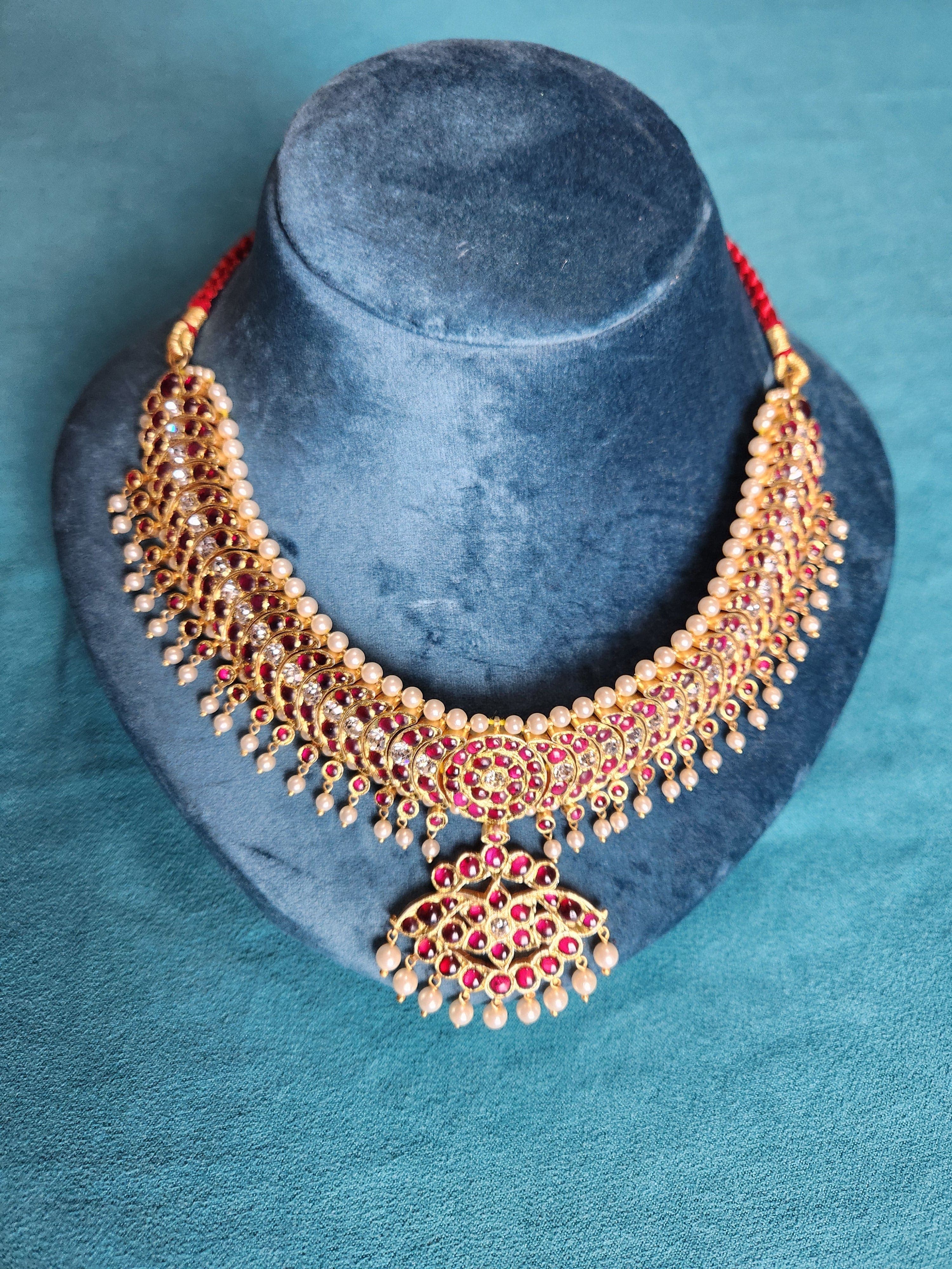 5 Stone Half Moon Short Necklace | Original Temple Jewelry-ON PRE-ORDER