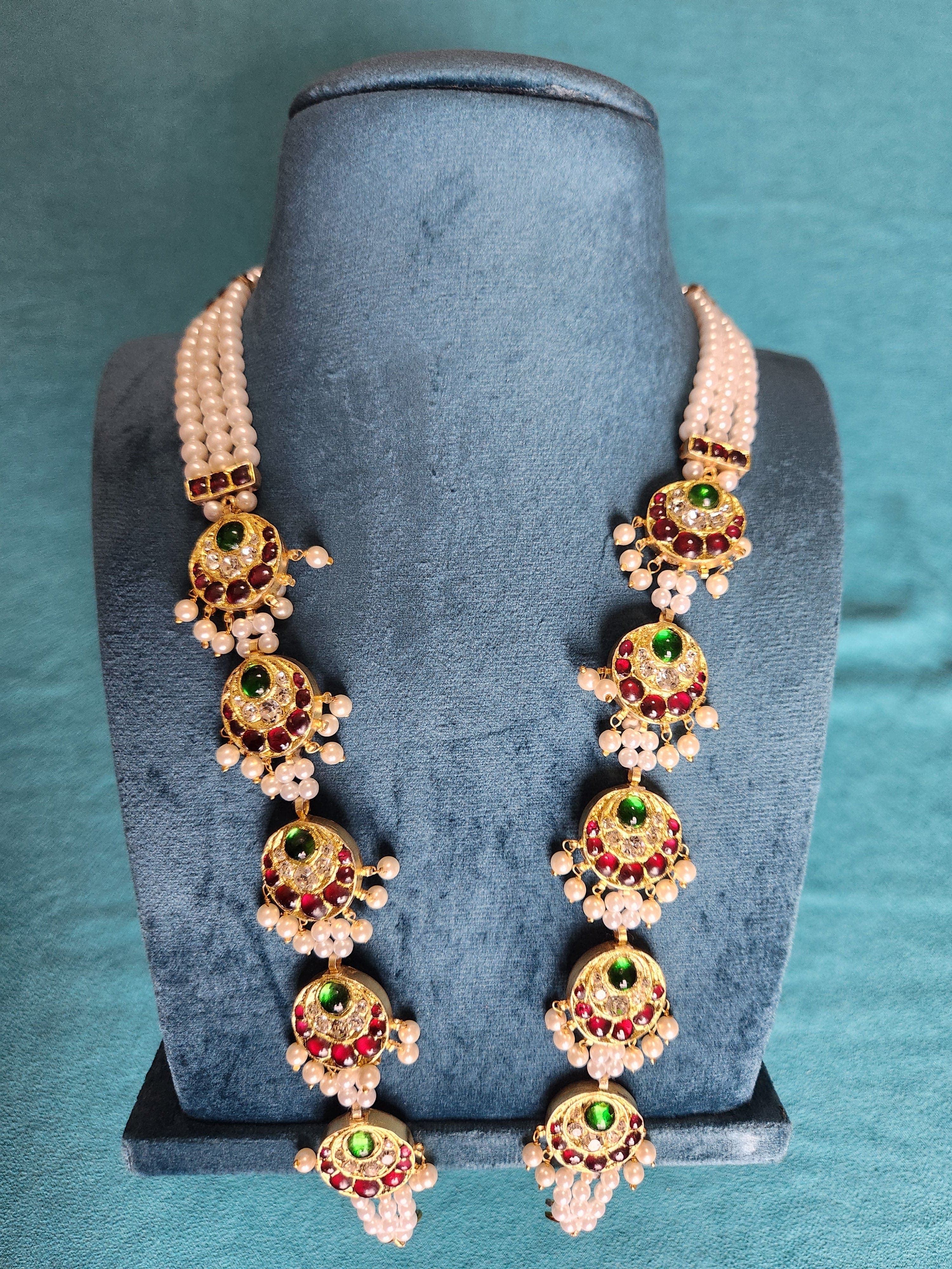 3 Line Moon Pearl Long Haram | Original Temple Jewelry