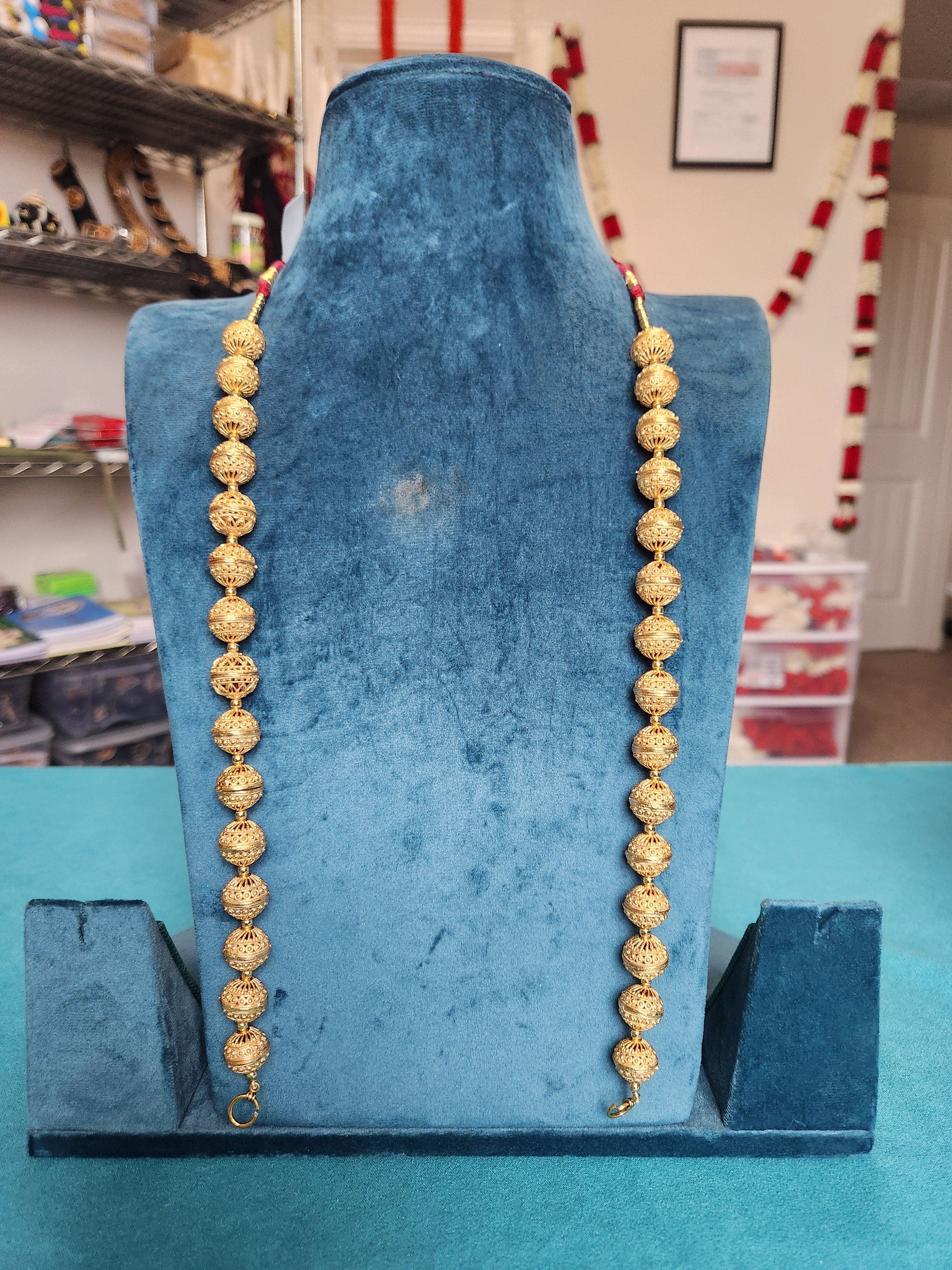 Gold Ball Light Weight Long Haram | Original Temple Jewelry-ON PRE-ORDER