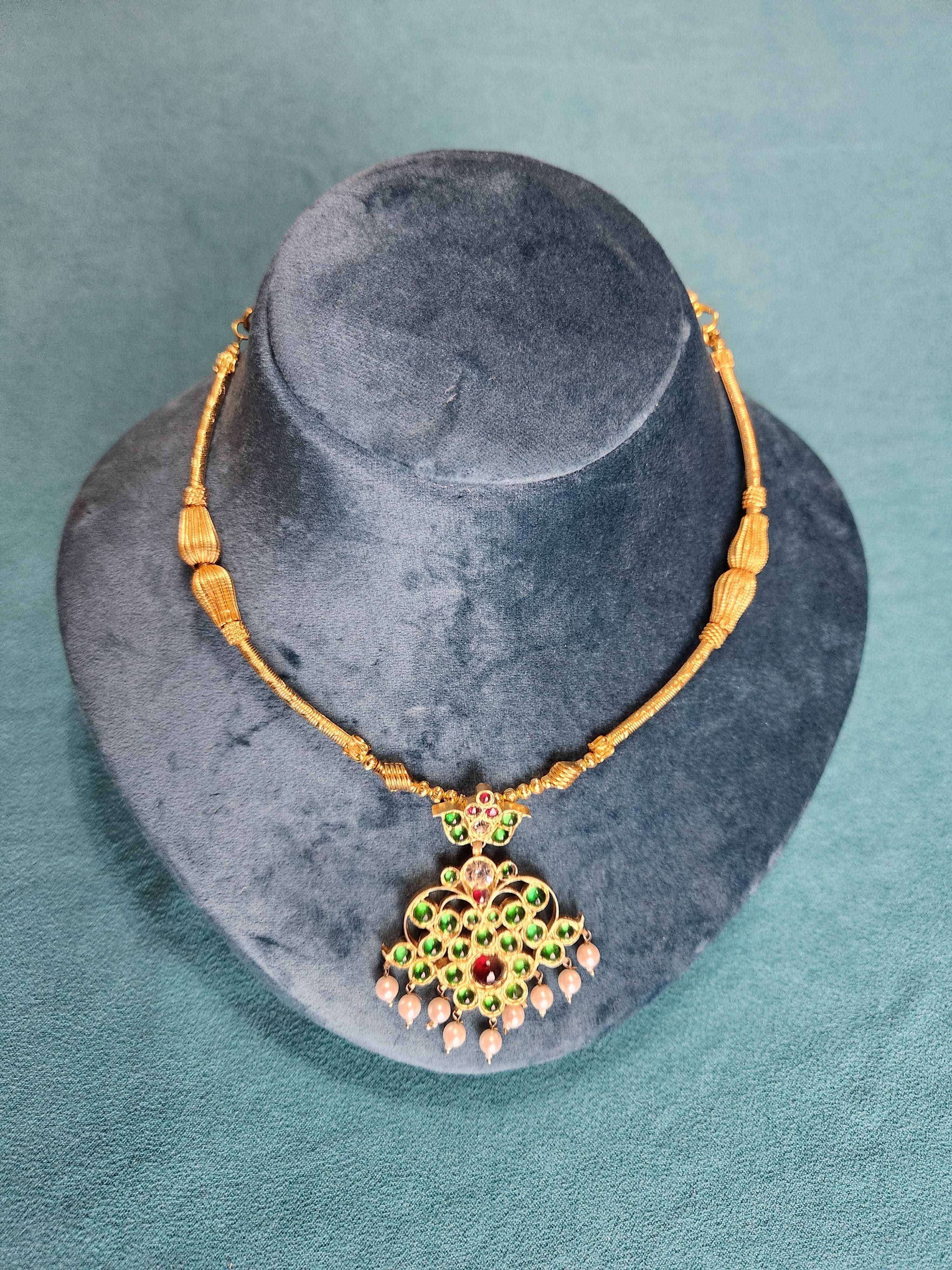 Green Stone Pendant Short Necklace | Original Temple Jewelry-ON PRE-ORDER