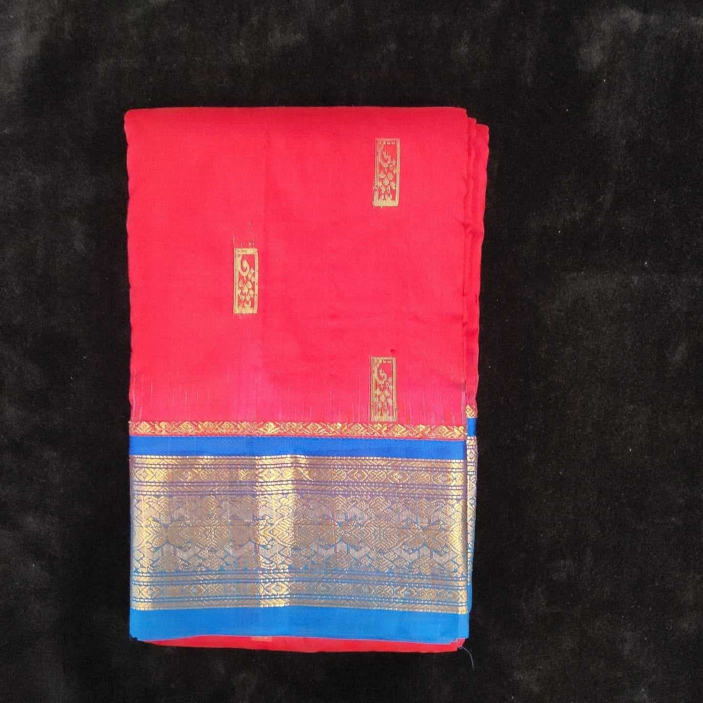 Red with Blue | Dharmavaram Silk Saree No 138