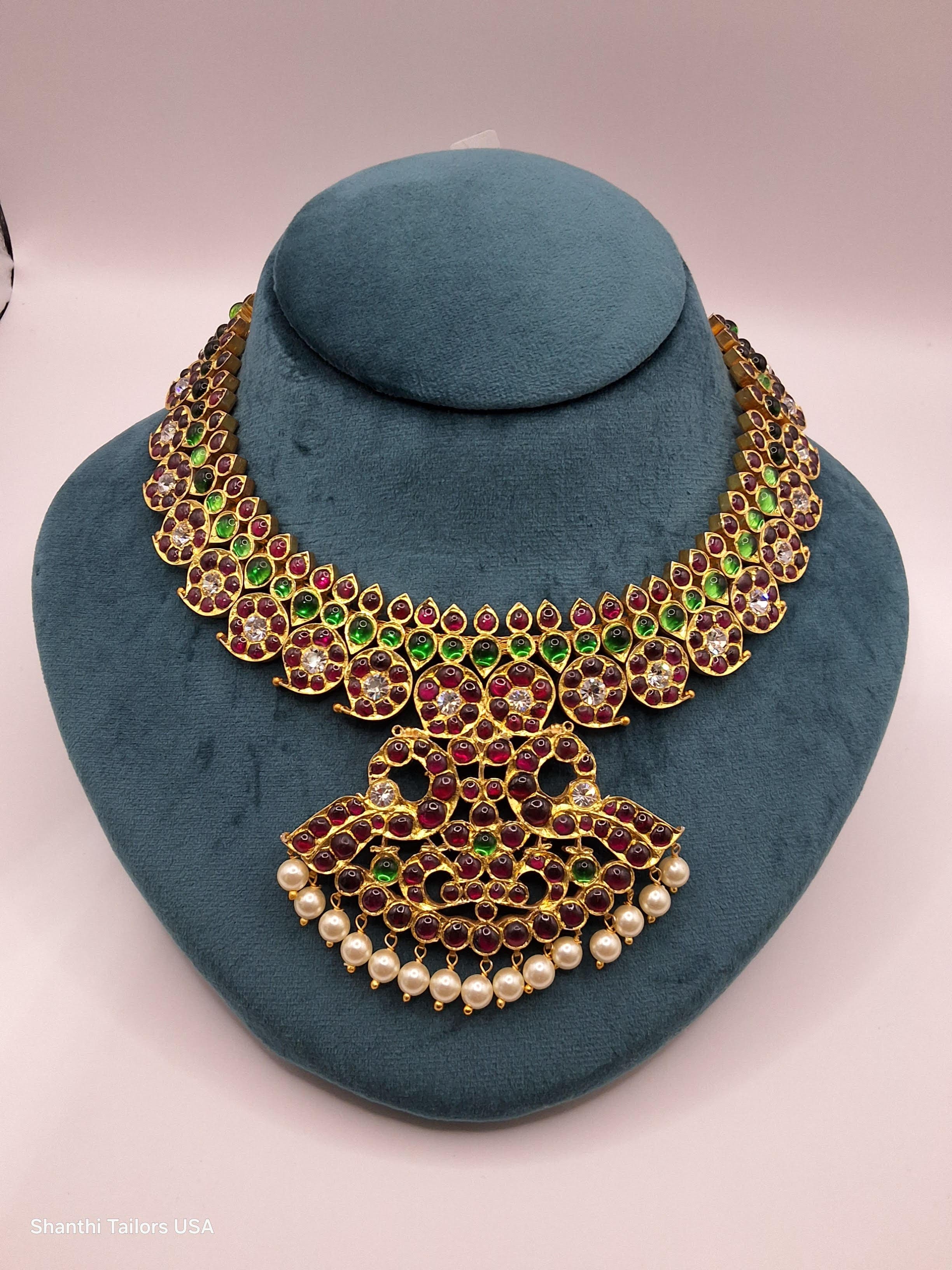 Mango with Peacock Pendant Short Necklace | Original Temple Jewelry-ON PRE-ORDER