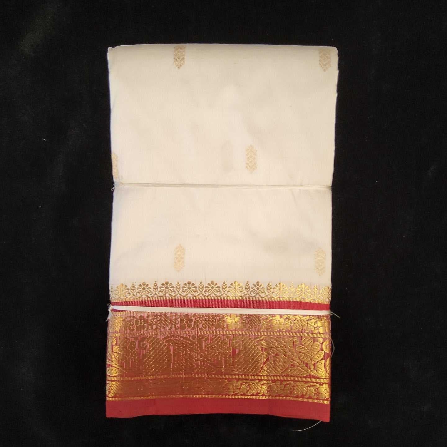 White with Maroon | Dharmavaram Silk Saree No 137