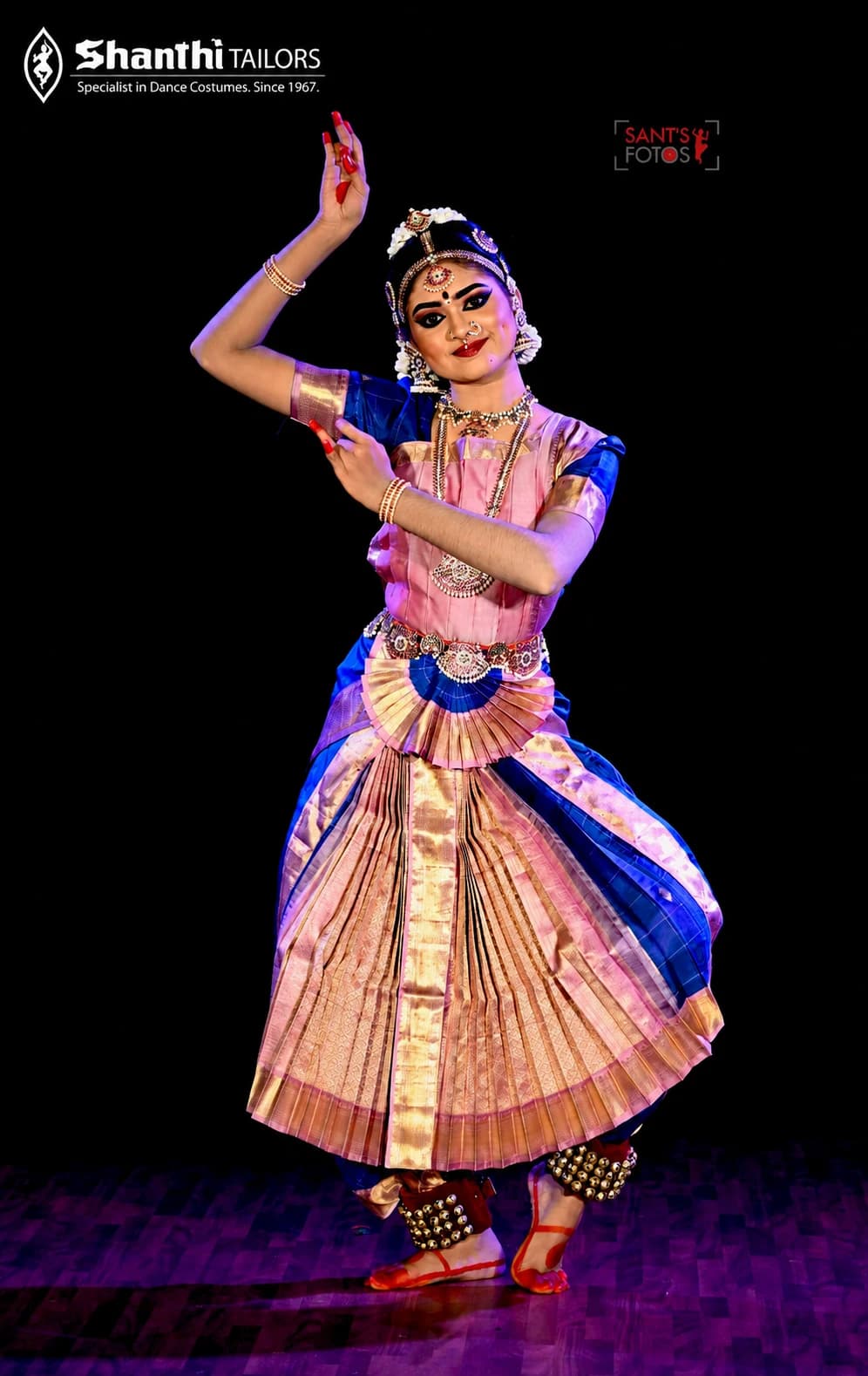 Dhothi Style with Straight Fan Costume for Bharatnatyam | Dothi Costume