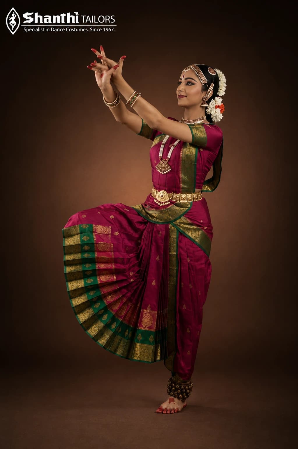 Dhothi Style with Straight Fan Costume for Bharatnatyam | Dothi Costume