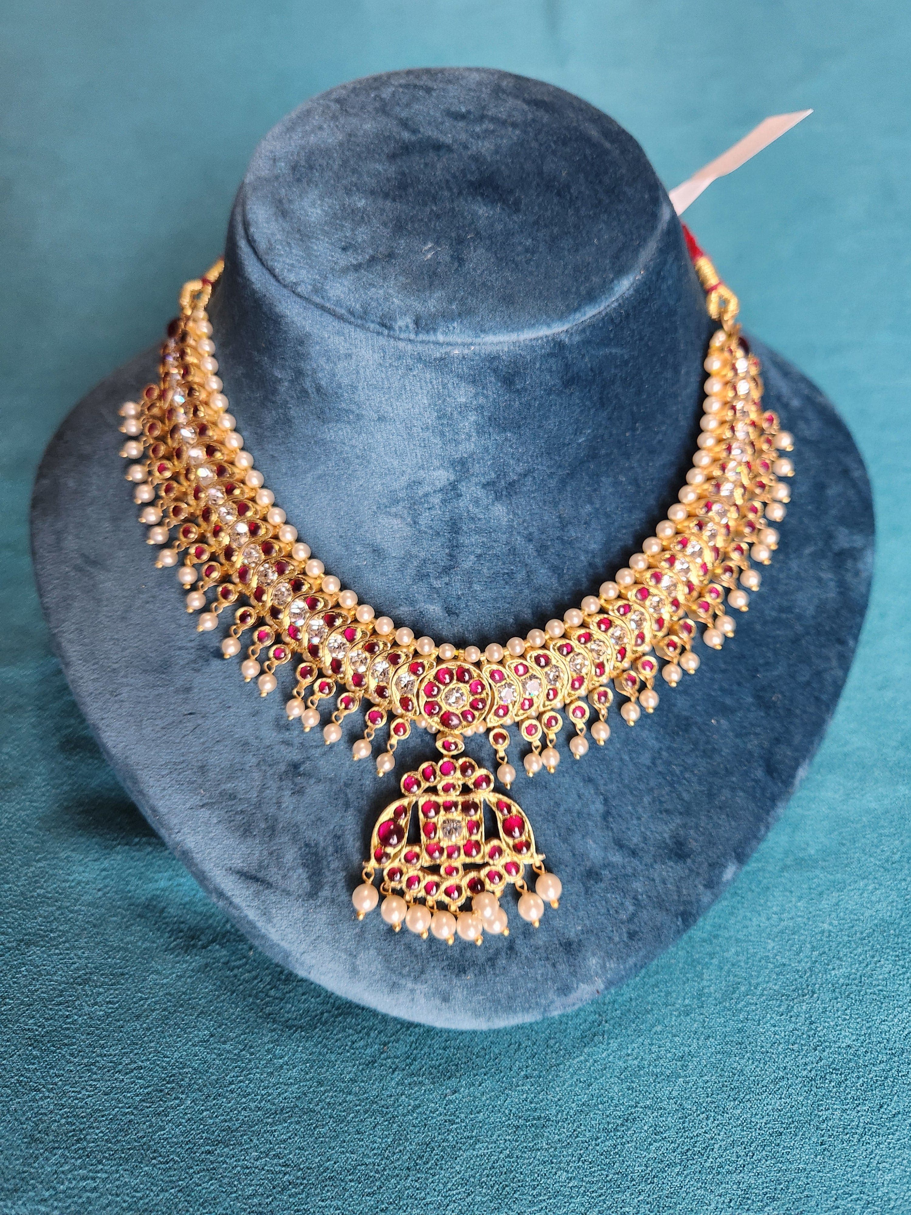 3 Stone Half Moon Short Necklace | Original Temple Jewelry-ON PRE-ORDER