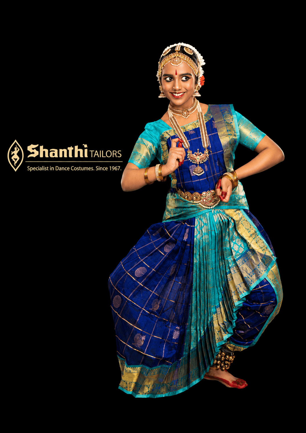 Dhothi Style Cross Fan Dance Costumes for Bharatnatyam | Dothi Costume | Custom Tailored Silk (Est. 1967)