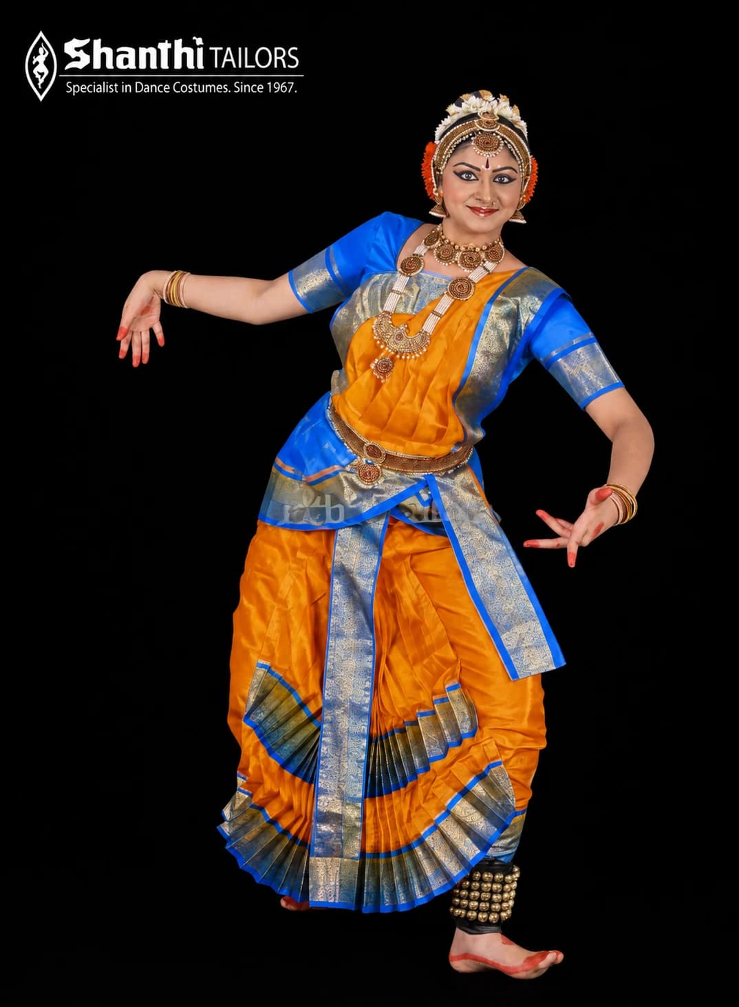 Kuchipudi Double Border Long Fan Dance Costume - Shanthitailors | Custom Tailored Silk (Est. 1967)