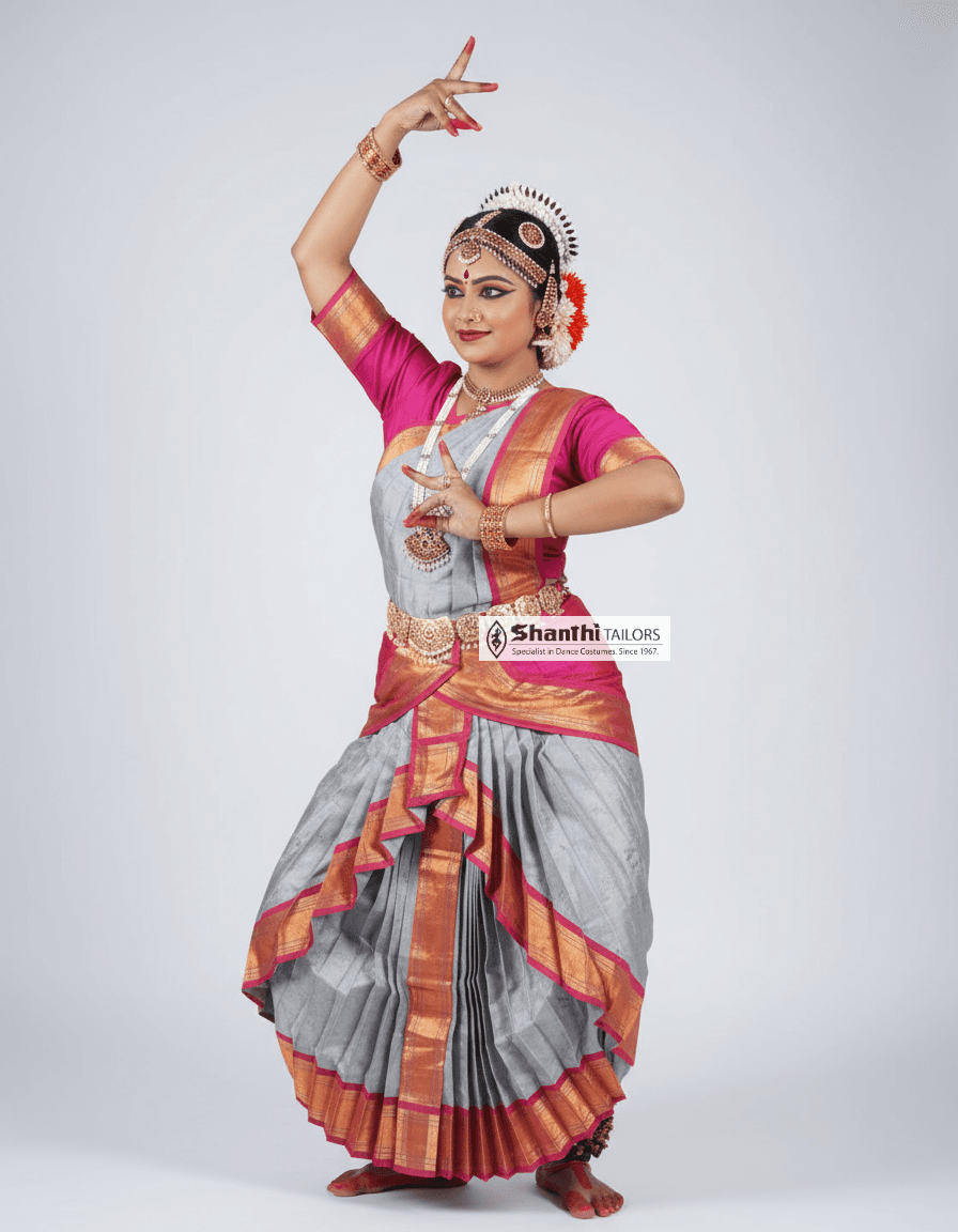 Skirt Style Double Cross Fan | Bharatanatyam Dress | Shanthi Tailors Costume