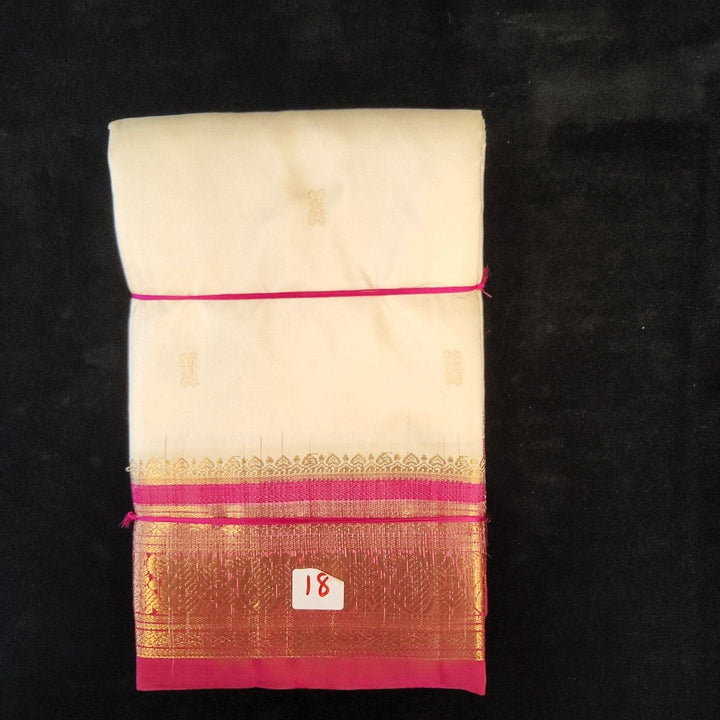 Half white with pink | Dharmavaram Silk Saree No 18