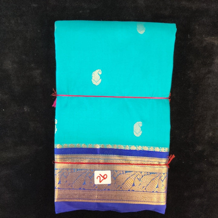 Sea Green with RoyalBlue | Dharmavaram Silk Saree No 26