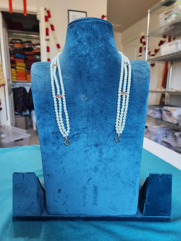 3 Line Pearl Long Haram | Original Temple Jewelry