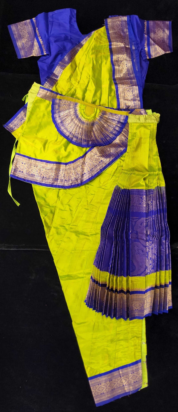 Bharatnatyam Dress | Sneha Green with Purple | Dharmavaram Silk | Readymade Dance Costume