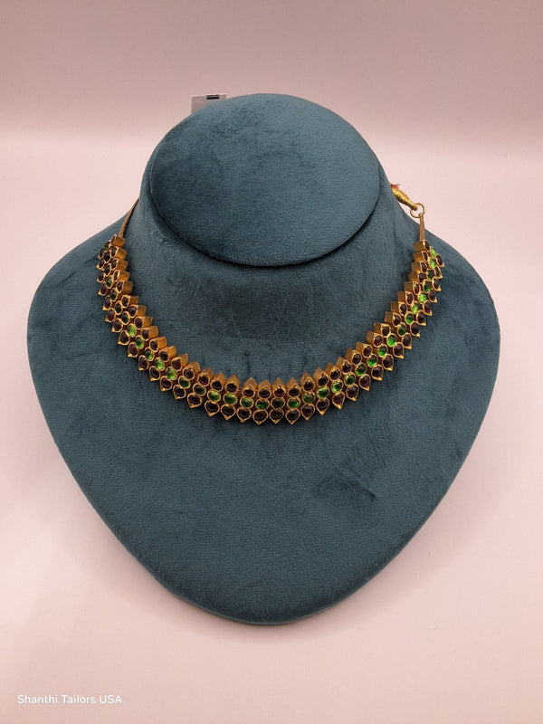 3 Stone Mango Short Necklace | Original Temple Jewelry