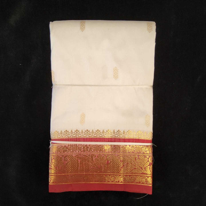 White with Maroon | Dharmavaram Silk Saree No 137