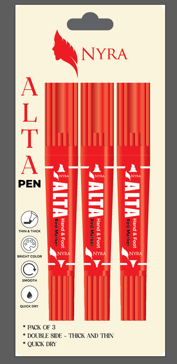 Alta Marker Pen (Set of 3) | RED Marker pen for Foot and Hand