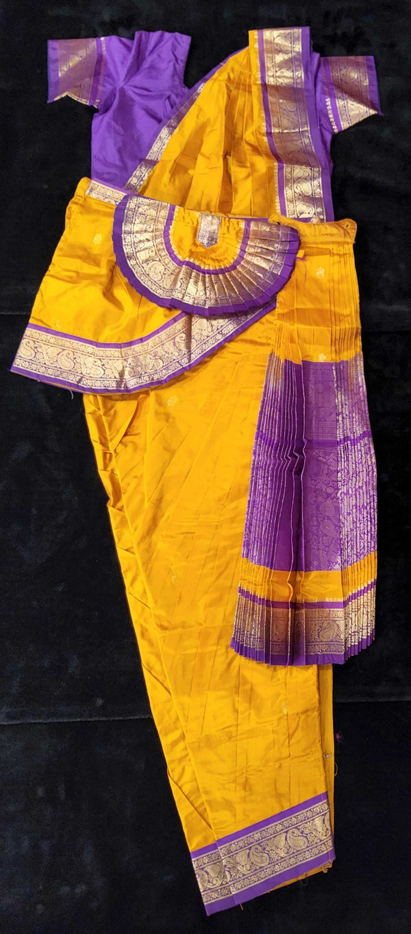 Bharatnatyam Dress | Mustard with Purple